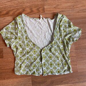 PacSun Green Print Button Front Crop Top